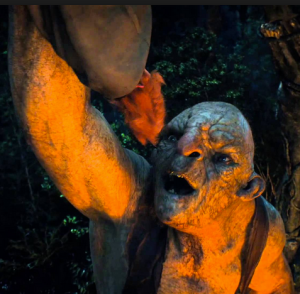 A troll prepares to cook Bombur in The Hobbit: An Unexpected Journey. Screencap.